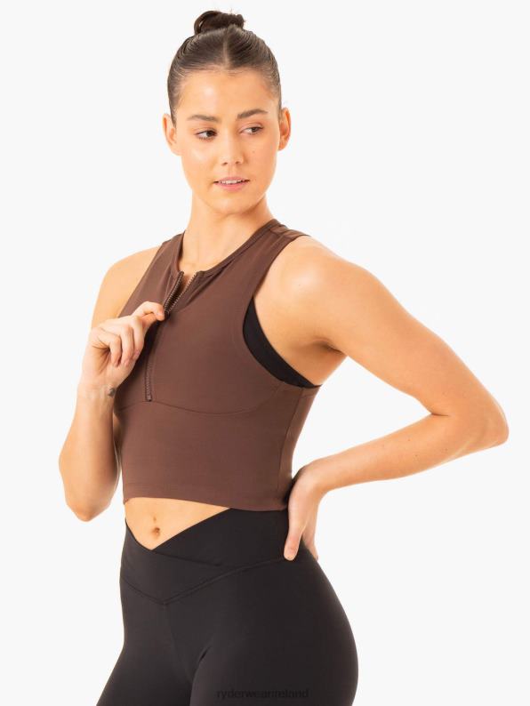 Ryderwear Embody Zip Up Crop Chocolate Women Clothing 4Z2T870