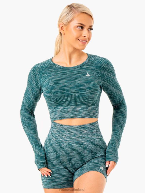 Ryderwear Evolve Seamless Long Sleeve Top Teal Women Clothing 4Z2T963