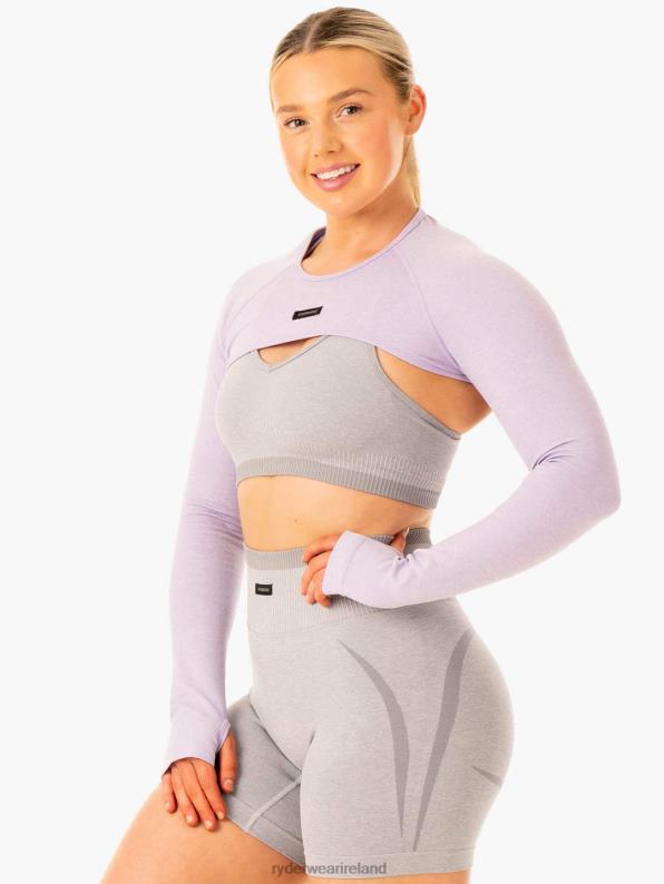 Ryderwear Excel Seamless Super Crop Lavender Marl Women Clothing 4Z2T878