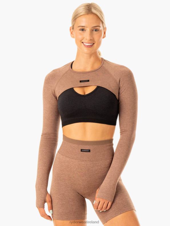 Ryderwear Excel Seamless Super Crop Mocha Marl Women Clothing 4Z2T877