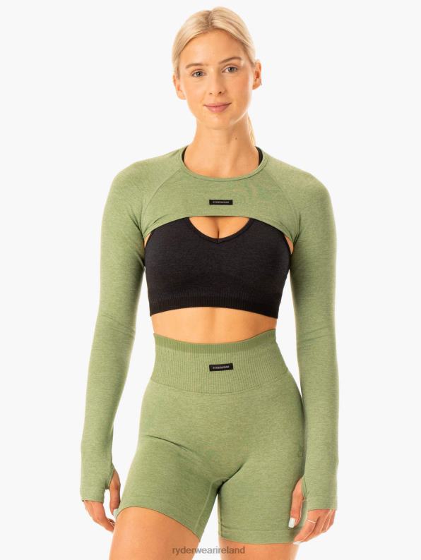 Ryderwear Excel Seamless Super Crop Moss Green Marl Women Clothing 4Z2T876