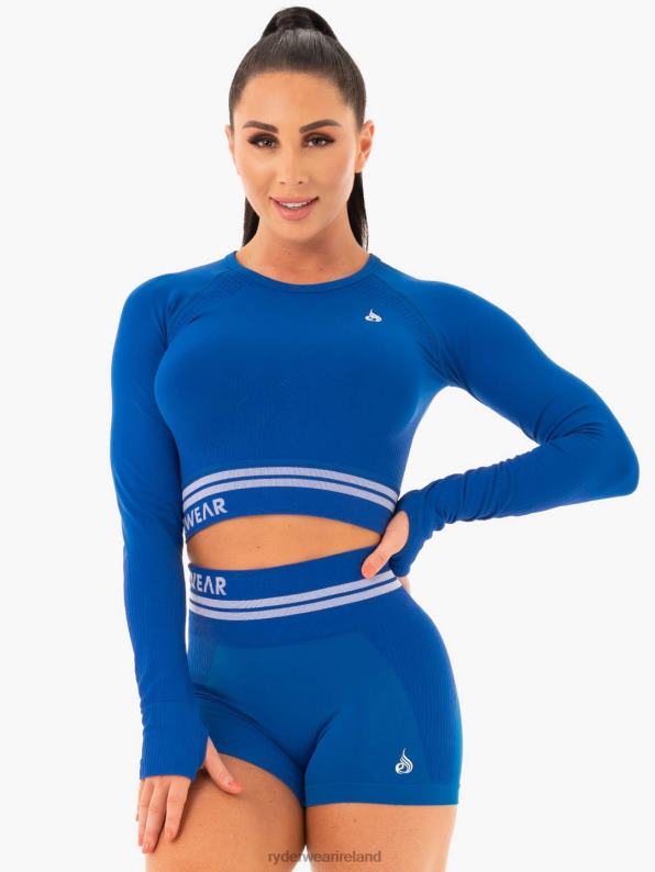 Ryderwear Freestyle Seamless Long Sleeve Crop Blue Women Clothing 4Z2T1094