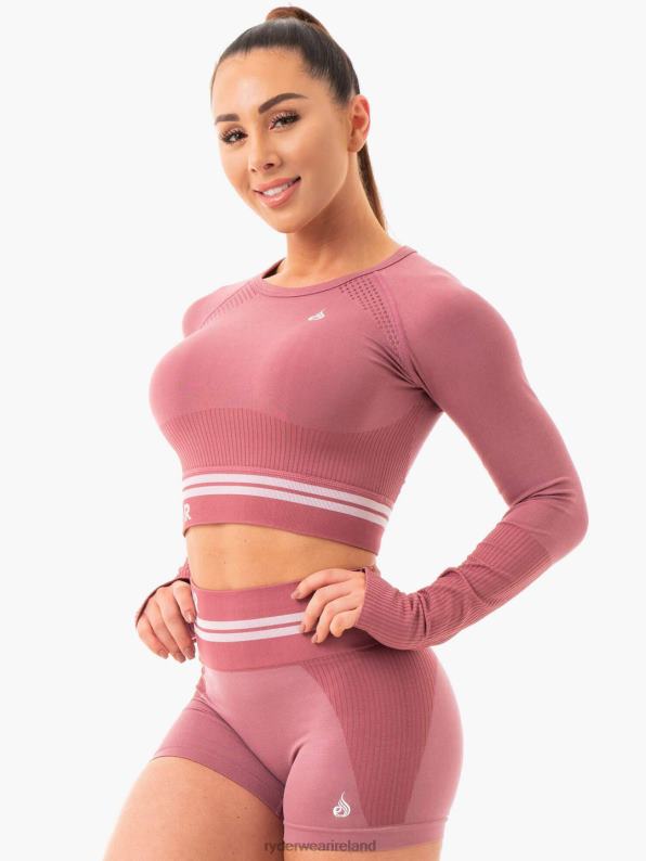 Ryderwear Freestyle Seamless Long Sleeve Crop Dusty Pink Women Clothing 4Z2T1083