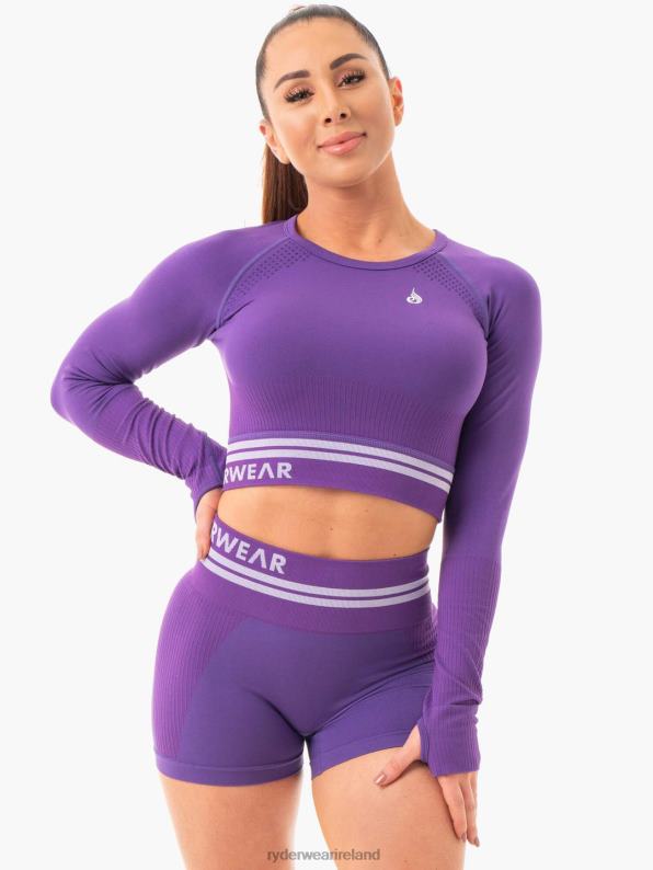 Ryderwear Freestyle Seamless Long Sleeve Crop Purple Women Clothing 4Z2T1082