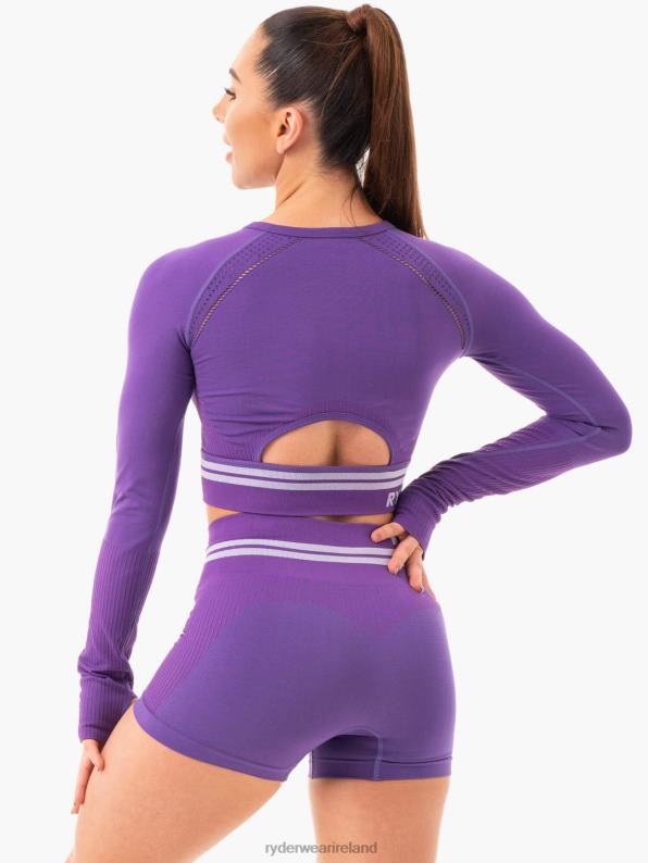 Ryderwear Freestyle Seamless Long Sleeve Crop Purple Women Clothing 4Z2T1082