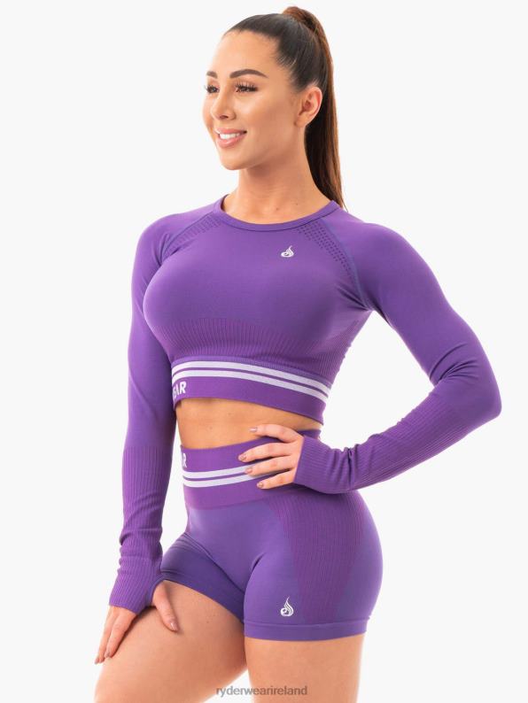 Ryderwear Freestyle Seamless Long Sleeve Crop Purple Women Clothing 4Z2T1082
