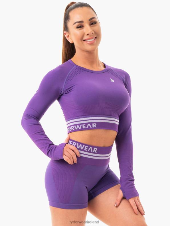 Ryderwear Freestyle Seamless Long Sleeve Crop Purple Women Clothing 4Z2T1082