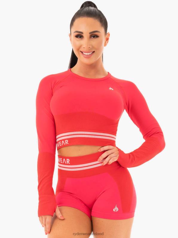 Ryderwear Freestyle Seamless Long Sleeve Crop Red Women Clothing 4Z2T1095