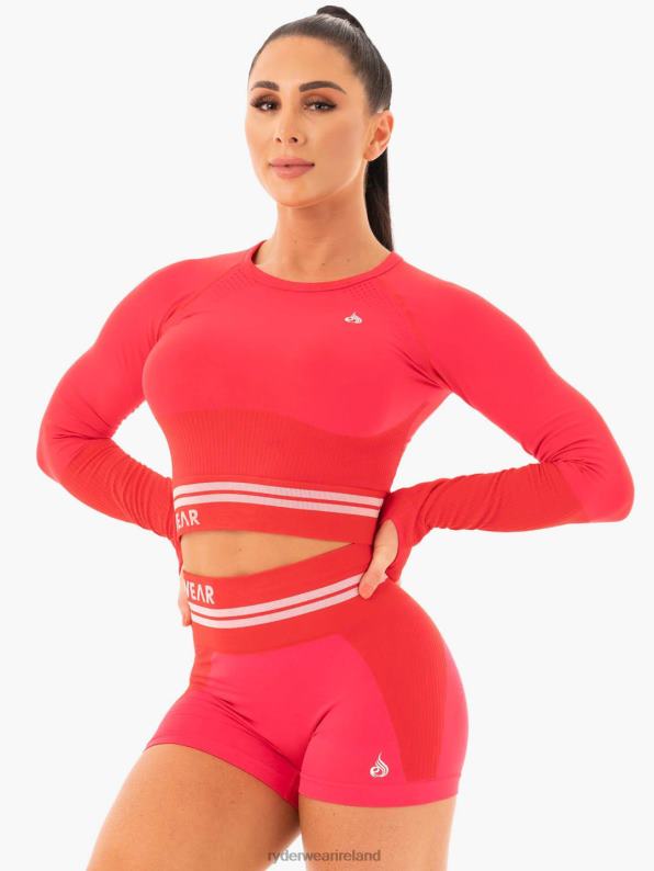 Ryderwear Freestyle Seamless Long Sleeve Crop Red Women Clothing 4Z2T1095