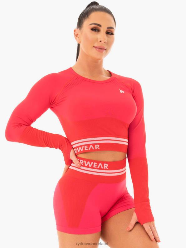 Ryderwear Freestyle Seamless Long Sleeve Crop Red Women Clothing 4Z2T1095