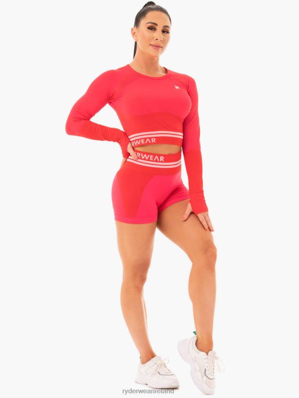 Ryderwear Freestyle Seamless Long Sleeve Crop Red Women Clothing 4Z2T1095