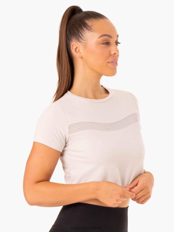 Ryderwear Hybrid Mesh Tee Ivory Women Clothing 4Z2T978