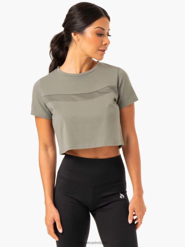 Ryderwear Hybrid Mesh Tee Khaki Women Clothing 4Z2T980
