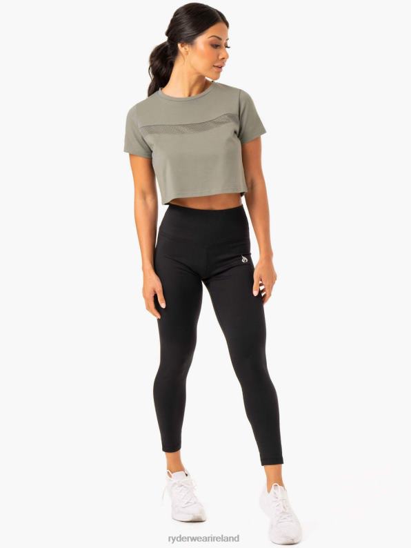 Ryderwear Hybrid Mesh Tee Khaki Women Clothing 4Z2T980