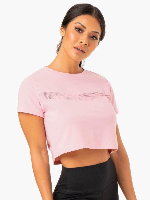 Ryderwear Hybrid Mesh Tee Pink Women Clothing 4Z2T981