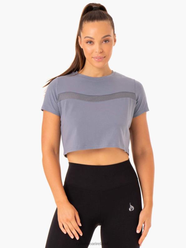 Ryderwear Hybrid Mesh Tee Steel Blue Women Clothing 4Z2T979