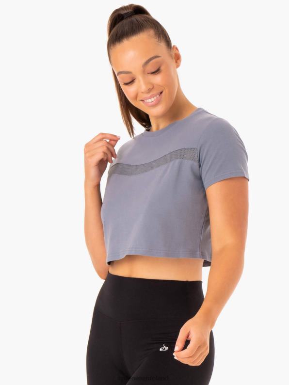 Ryderwear Hybrid Mesh Tee Steel Blue Women Clothing 4Z2T979