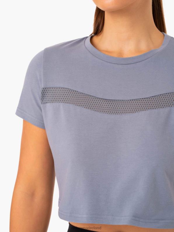 Ryderwear Hybrid Mesh Tee Steel Blue Women Clothing 4Z2T979