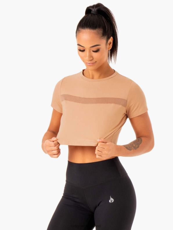Ryderwear Hybrid Mesh Tee Tan Women Clothing 4Z2T982