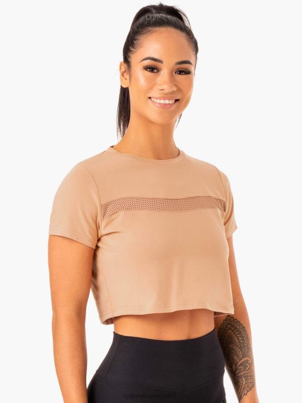 Ryderwear Hybrid Mesh Tee Tan Women Clothing 4Z2T982