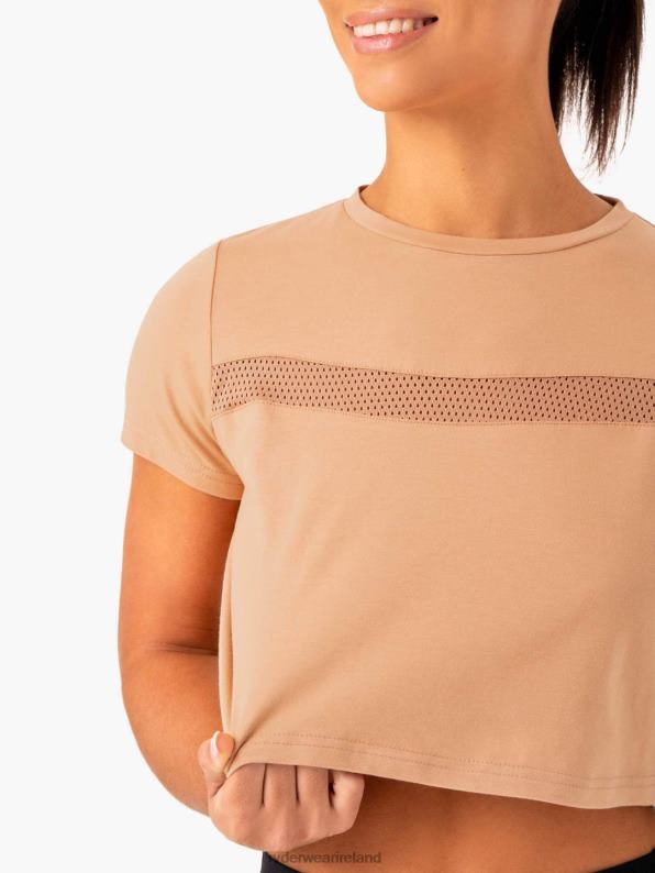 Ryderwear Hybrid Mesh Tee Tan Women Clothing 4Z2T982