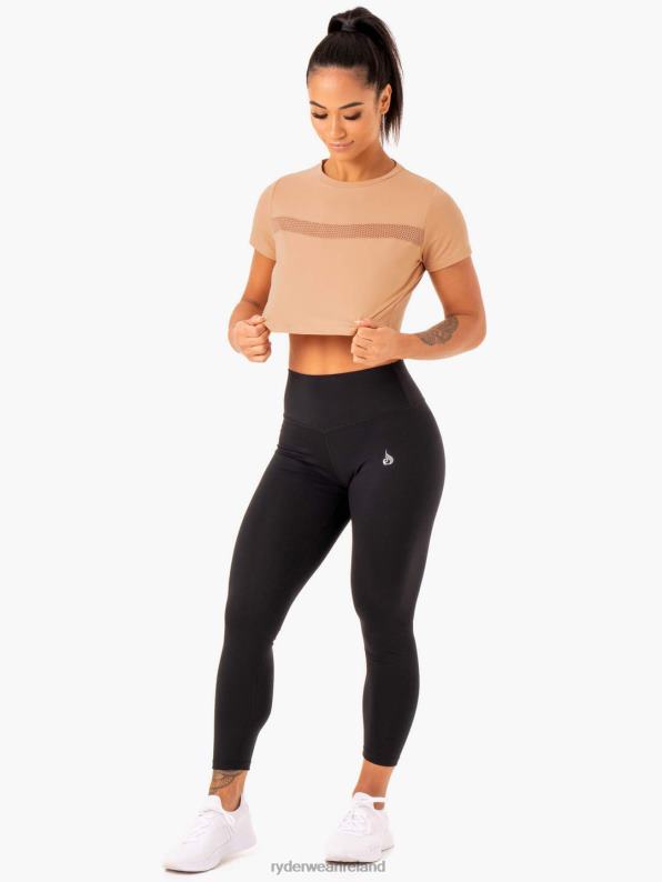 Ryderwear Hybrid Mesh Tee Tan Women Clothing 4Z2T982