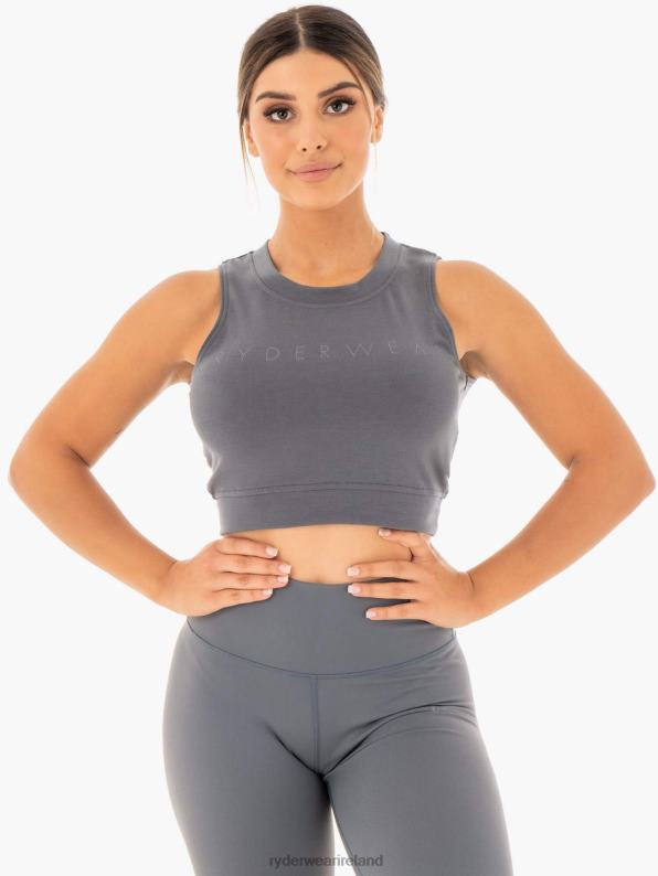 Ryderwear Motion Crop Top Charcoal Women Clothing 4Z2T1037