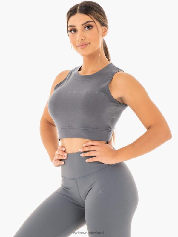 Ryderwear Motion Crop Top Charcoal Women Clothing 4Z2T1037