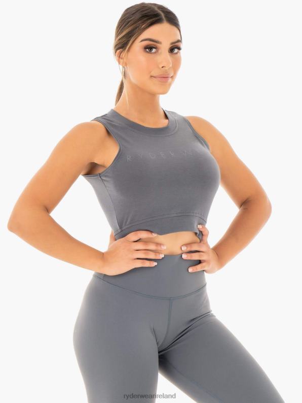Ryderwear Motion Crop Top Charcoal Women Clothing 4Z2T1037