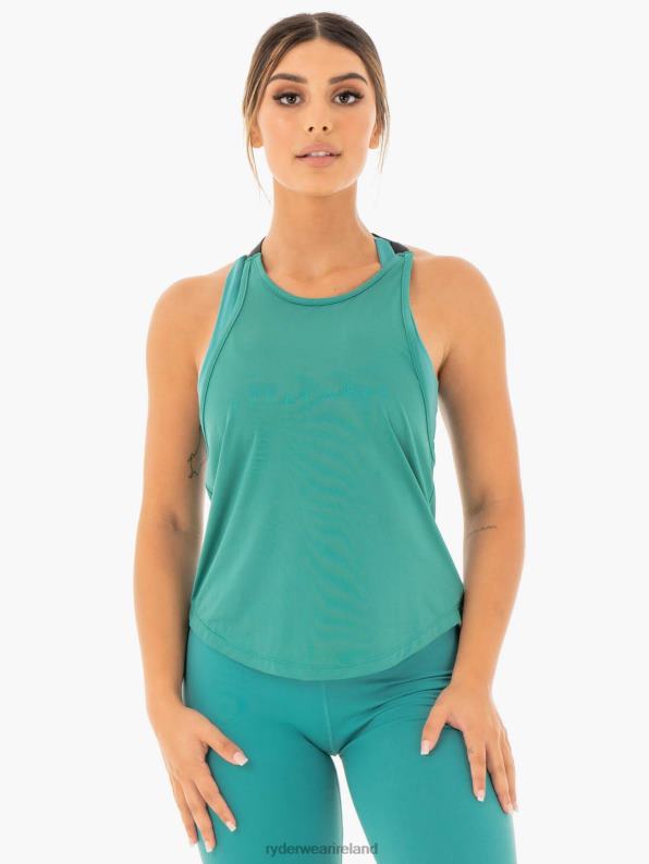 Ryderwear Motion Slinky T-Back Teal Women Clothing 4Z2T1071