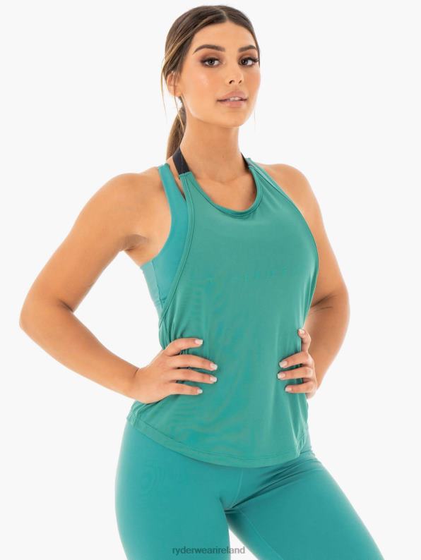 Ryderwear Motion Slinky T-Back Teal Women Clothing 4Z2T1071