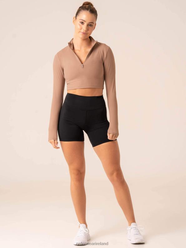Ryderwear Nkd Half Zip Long Sleeve Top Taupe Women Clothing 4Z2T776