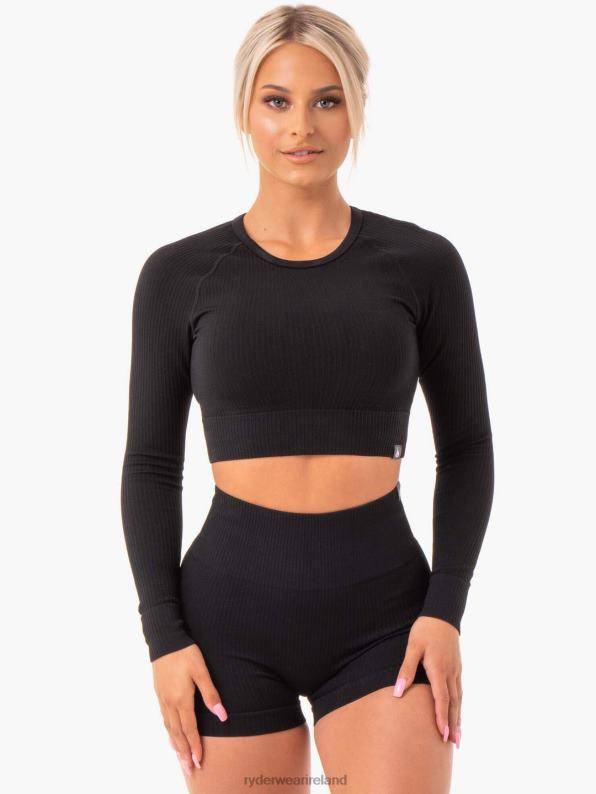 Ryderwear Rib Seamless Long Sleeve Top Black Women Clothing 4Z2T1030