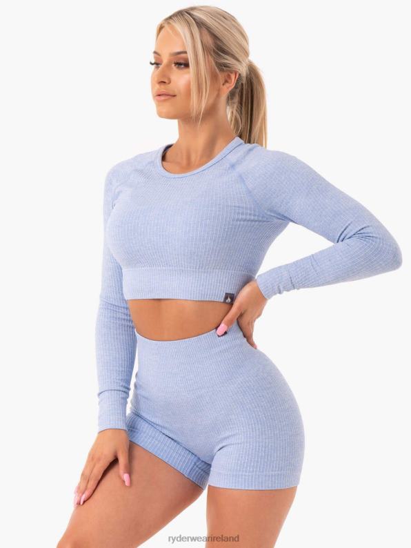 Ryderwear Rib Seamless Long Sleeve Top Blue Marl Women Clothing 4Z2T1027