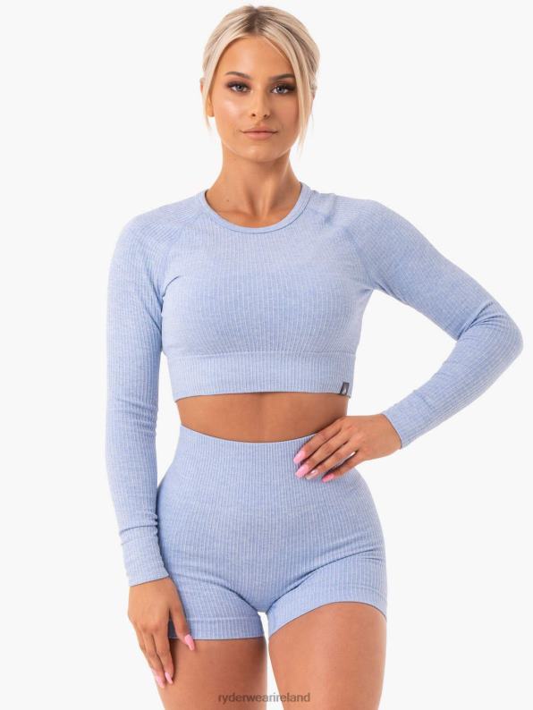 Ryderwear Rib Seamless Long Sleeve Top Blue Marl Women Clothing 4Z2T1027