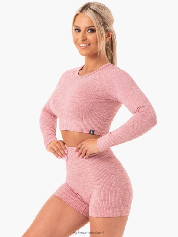 Ryderwear Rib Seamless Long Sleeve Top Blush Marl Women Clothing 4Z2T1028