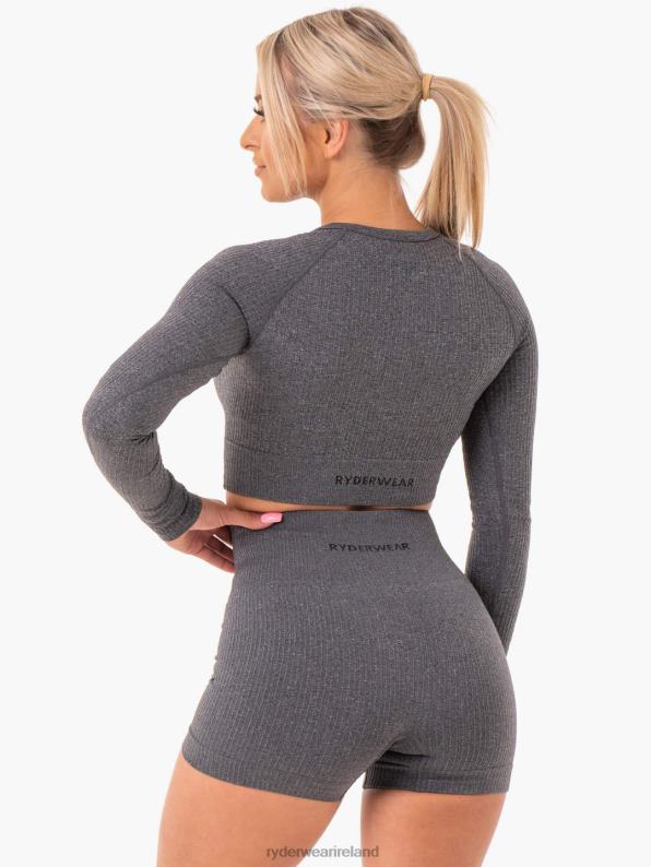 Ryderwear Rib Seamless Long Sleeve Top Charcoal Marl Women Clothing 4Z2T1029