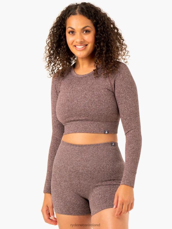 Ryderwear Rib Seamless Long Sleeve Top Chocolate Marl Women Clothing 4Z2T925