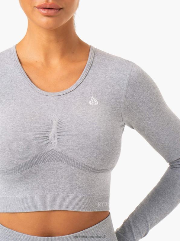 Ryderwear Sculpt Seamless Long Sleeve Top Grey Marl Women Clothing 4Z2T971