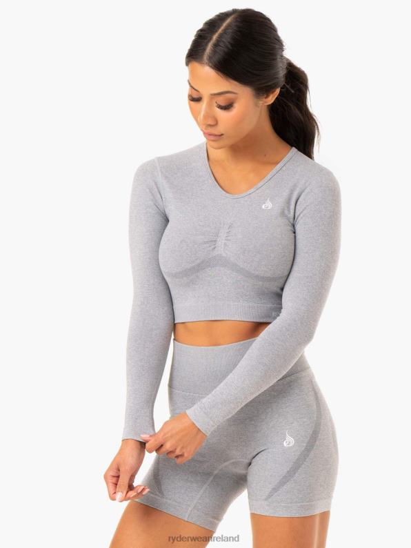 Ryderwear Sculpt Seamless Long Sleeve Top Grey Marl Women Clothing 4Z2T971