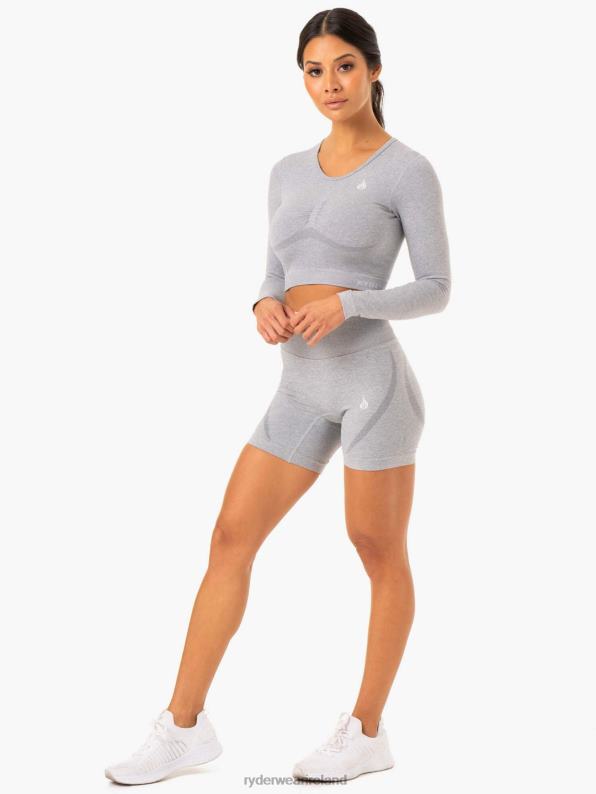 Ryderwear Sculpt Seamless Long Sleeve Top Grey Marl Women Clothing 4Z2T971
