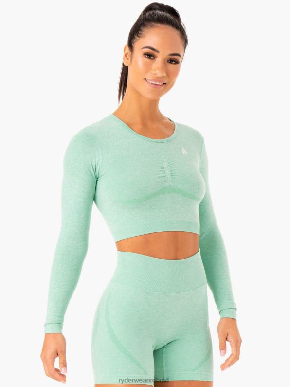 Ryderwear Sculpt Seamless Long Sleeve Top Mint Marl Women Clothing 4Z2T968