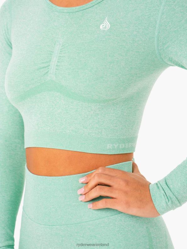 Ryderwear Sculpt Seamless Long Sleeve Top Mint Marl Women Clothing 4Z2T968