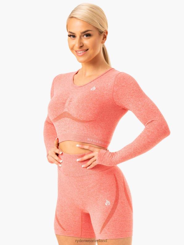 Ryderwear Sculpt Seamless Long Sleeve Top Peach Marl Women Clothing 4Z2T969