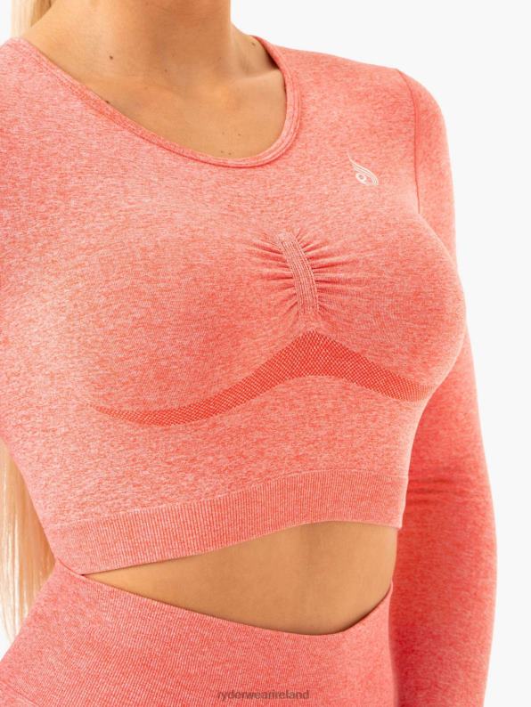 Ryderwear Sculpt Seamless Long Sleeve Top Peach Marl Women Clothing 4Z2T969