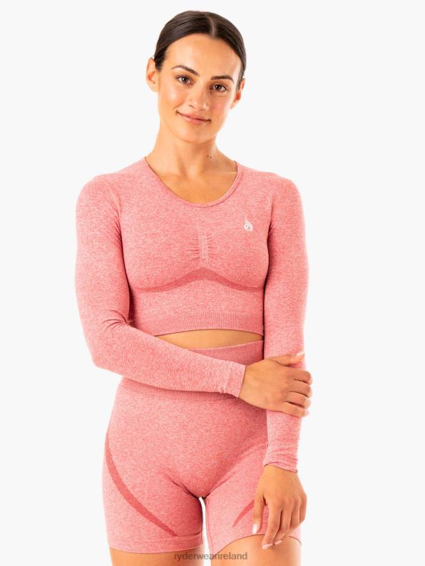 Ryderwear Sculpt Seamless Long Sleeve Top Pink Marl Women Clothing 4Z2T916