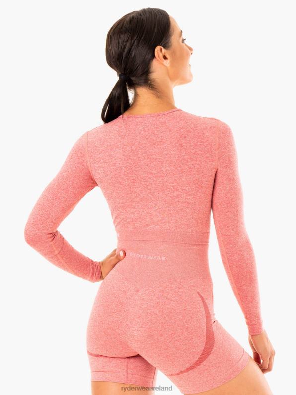 Ryderwear Sculpt Seamless Long Sleeve Top Pink Marl Women Clothing 4Z2T916