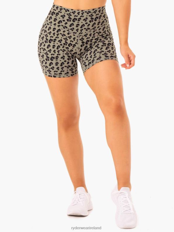 Ryderwear Hybrid Mid Length Shorts Khaki Leopard Women Clothing 4Z2T646