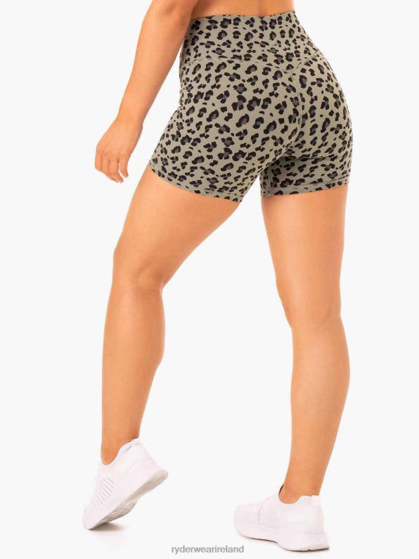 Ryderwear Hybrid Mid Length Shorts Khaki Leopard Women Clothing 4Z2T646