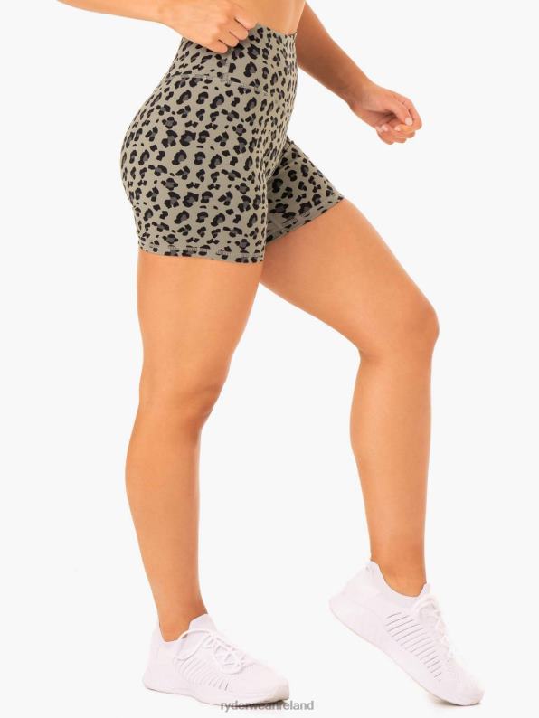 Ryderwear Hybrid Mid Length Shorts Khaki Leopard Women Clothing 4Z2T646